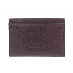 NEUF PORTE CARTES CHANEL CLASSIQUE CUIR CAVIAR BORDEAUX LEATHER CARD HOLDER 470€