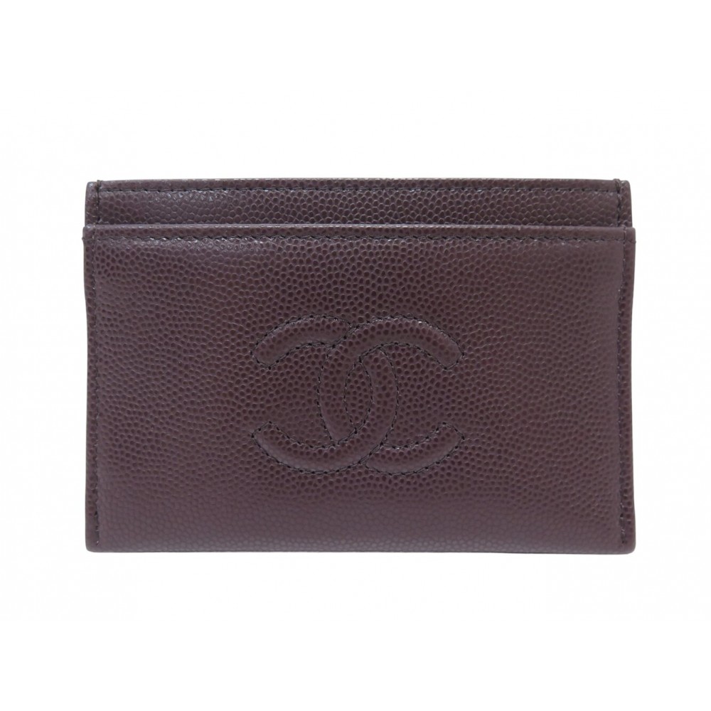 NEUF PORTE CARTES CHANEL CLASSIQUE CUIR CAVIAR BORDEAUX LEATHER CARD HOLDER 470€