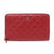 NEUF PORTEFEUILLE CHANEL LONG ZIPPE LOGO CC EN CUIR MATELASSE ROUGE WALLET 1450€