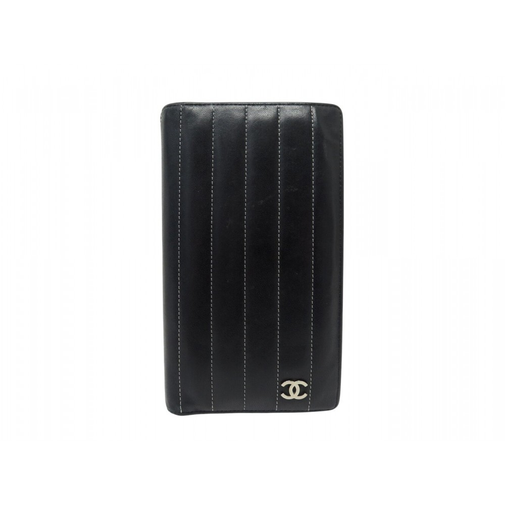 VINTAGE PORTEFEUILLE CHANEL LONG LOGO CC CUIR NOIR BLACK LEATHER WALLET 1100€