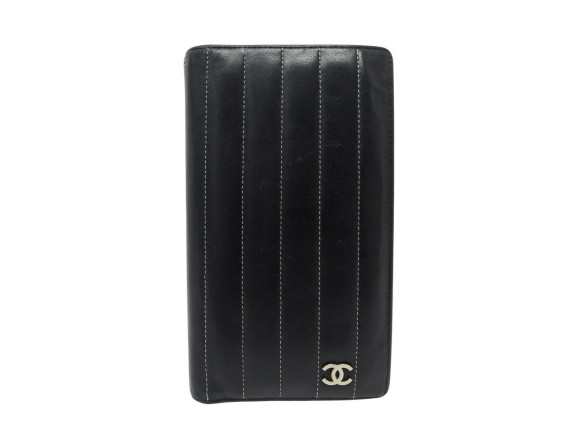 portefeuille chanel long logo cc cuir noir