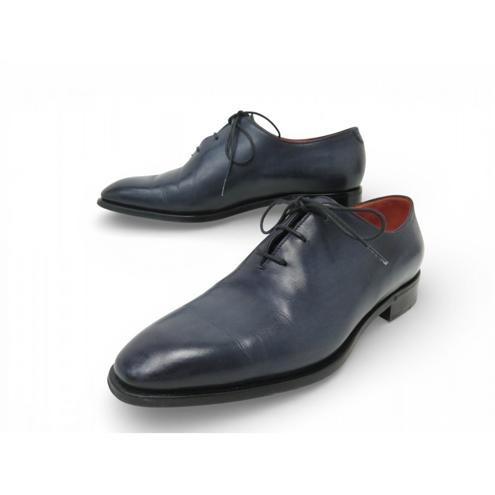CHAUSSURES BERLUTI ALESSANDRO ONE CUT 4.5 36.5 RICHELIEU CUIR BLEU SHOES 2100€