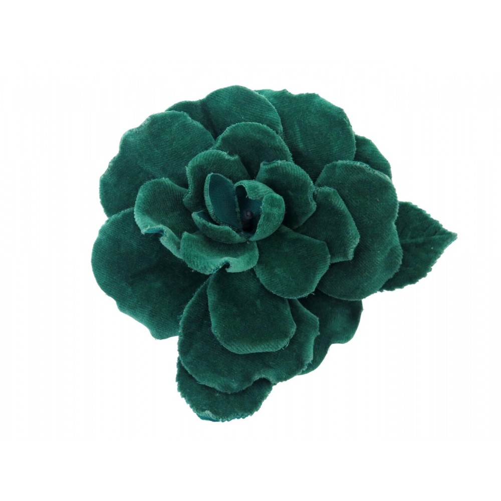 VINTAGE NEUF BROCHE CHANEL GRAND CAMELIA VELOURS VERT BOITE GREEN VELVET BROOCH
