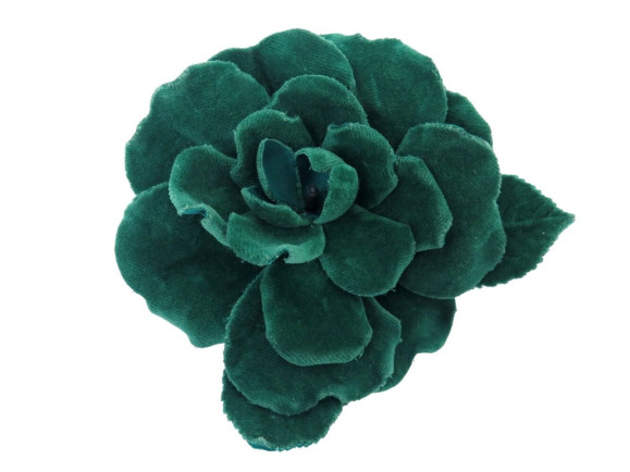 broche chanel grand camelia velours vert