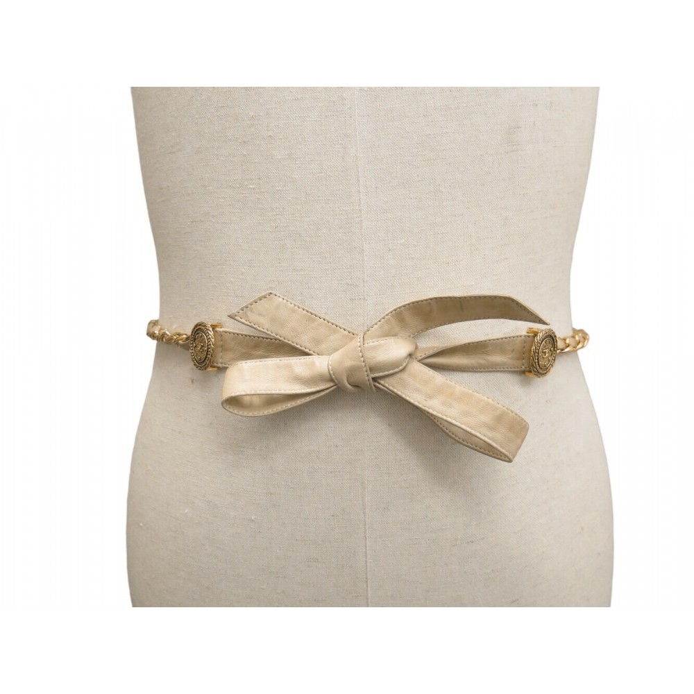 VINTAGE CEINTURE CHANEL A NOUER CHAINE ENTRELACEE METAL CUIR T70 A 90 BELT 995€