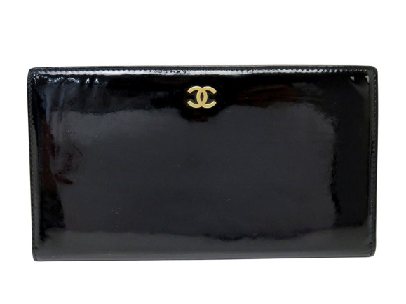  portefeuille chanel long logo cc cuir vernis