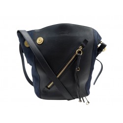 SAC A MAIN CHLOE MYER MM EN CUIR NOIR & DAIM BLEU MARINE BANDOULIERE BAG 2190€