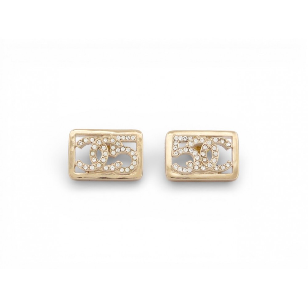 NEUF BOUCLES D'OREILLES CHANEL LOGO CC CARRE NUM 5 2023 PUCES EARRINGS 700€