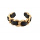 VINTAGE BRACELET CHANEL VICTOIRE DE CASTELLANE 1984 T18 MANCHETTE CHAINE & CUIR