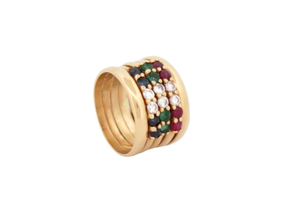bague pinky ring 5 rang t46 en or jaune 18k
