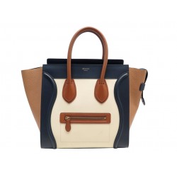 SAC A MAIN CELINE LUGGAGE MEDIUM CUIR TRICOLORE BLEU CAMEL CREME HAND BAG 2600€