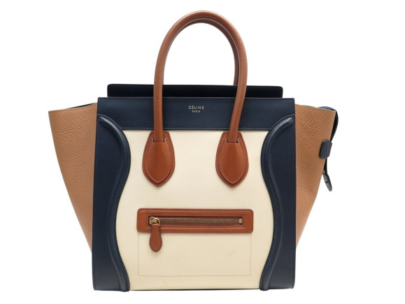 sac a main celine luggage medium cuir tricolore bleu