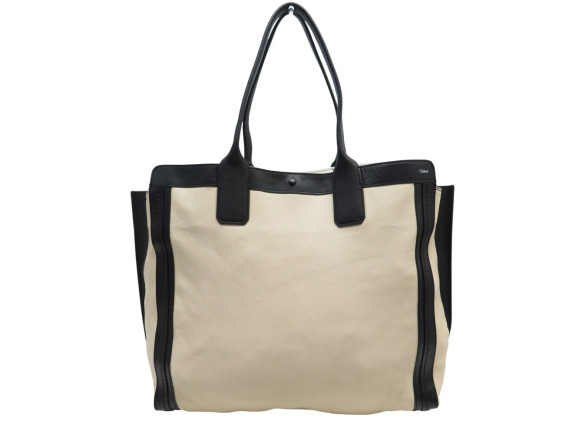 sac a main chloe alison grand cabas cuir blanc ivoire