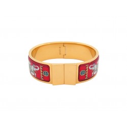 BRACELET HERMES CLIC CLAC TORANA IMPRIME ELEPHANT 17CM EMAIL ROUGE BANGLE 815€