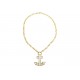 NEUF VINTAGE COLLIER SONIA RYKIEL ANCRE DE MARINE STRASS EN METAL DORE NECKLACE