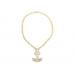 NEUF VINTAGE COLLIER SONIA RYKIEL ANCRE DE MARINE STRASS EN METAL DORE NECKLACE