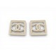 NEUF BOUCLES D'OREILLES CHANEL LOGO CC CARRE STRASS DORE EARRINGS 1090€