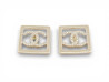 boucles d'oreilles chanel logo cc carre strass