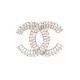 NEUF BROCHE CHANEL LOGO CC STRASS 2023 EN METAL ARGENTE SILVER BROOCH NEW 750€