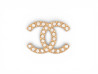 broche chanel logo cc strass carres en metal dore