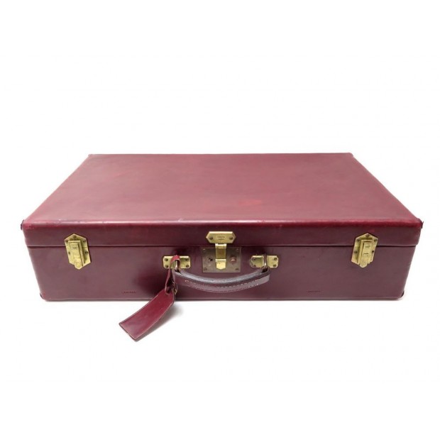 VINTAGE VALISE HERMES 60CM CUIR BOX BORDEAUX 