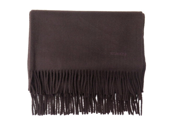 echarpe hermes etole en cachemire marron 180 cm