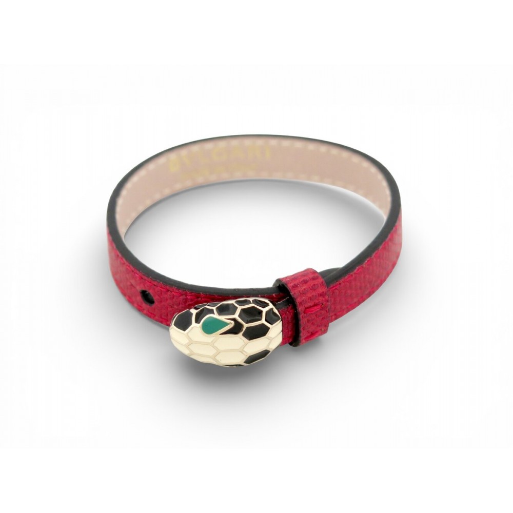 NEUF BRACELET BULGARI NICE TO HAVE A SERPENTI 16-18 EN CUIR ROUGE BANGLE 450€