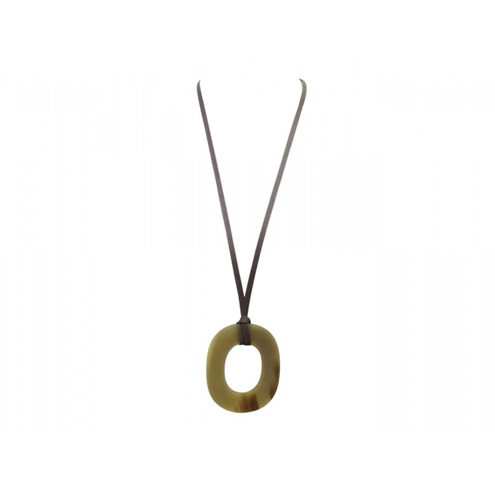 COLLIER HERMES PENDENTIF ISTHME GM CLOU DE SELLE 70CM CORNE BUFFLE NECKLACE 290€