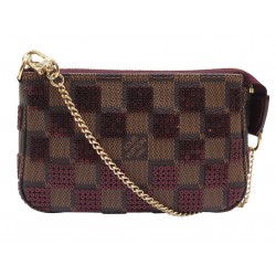 NEUF SAC A MAIN LOUIS VUITTON MINI POCHETTE ACCESSOIRES DAMIER EBENE SEQUINS BAG
