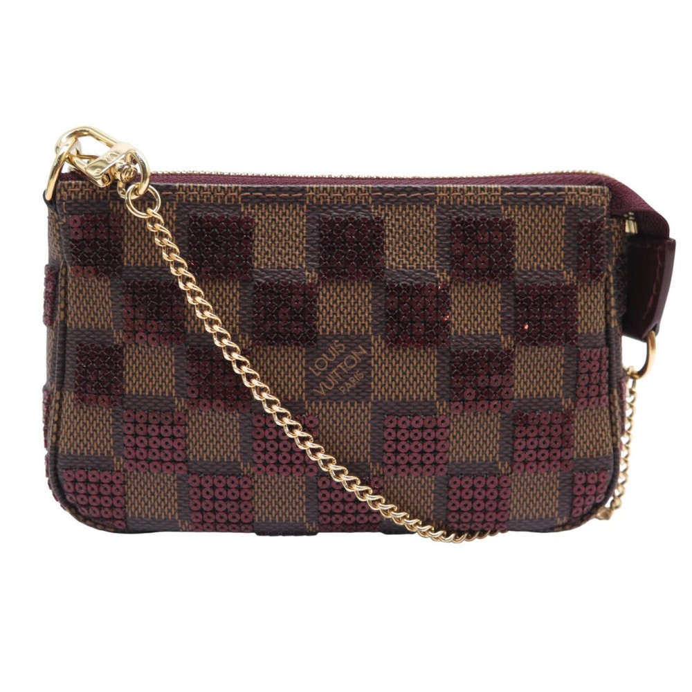 NEUF SAC A MAIN LOUIS VUITTON MINI POCHETTE ACCESSOIRES DAMIER EBENE SEQUINS BAG