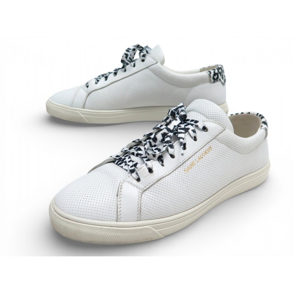 CHAUSSURES SAINT LAURENT ANDY 606831 39 BASKETS CUIR PERFORE SNEAKERS SHOES 650€