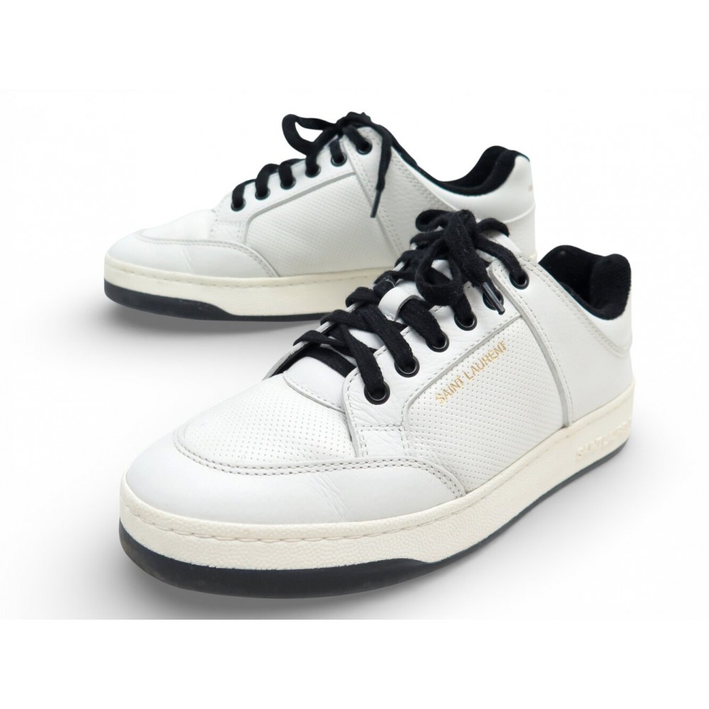 CHAUSSURES SAINT LAURENT SL/61 713602 BASKET 39 CUIR PERFORE SNEAKERS SHOES 750€