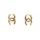 NEUF BOUCLES D'OREILLES CHANEL LOGO CC EN STRASS & EMAIL NOIR GOLD EARRINGS 700€