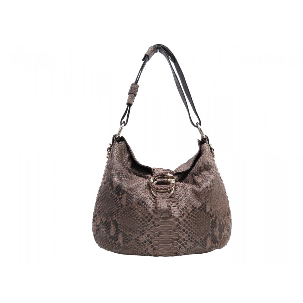 NEUF SAC A MAIN GUCCI G WAVE 232931 CUIR PYTHON MARRON BANDOULIERE HANDBAG 5200€