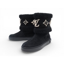 NEUF CHAUSSURES LOUIS VUITTON SNOWDROP 1A95D5 41 BOTTINES NOIR ANKLE BOOTS 1600€
