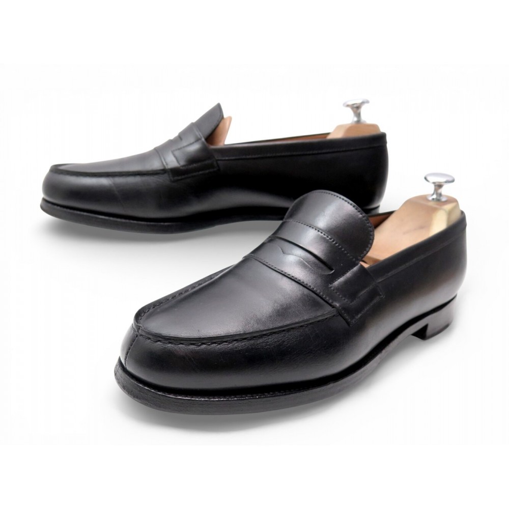 CHAUSSURES JM WESTON MOCASSINS 180 8C 41.5 42 EN CUIR NOIR LOAFERS SHOES 780€
