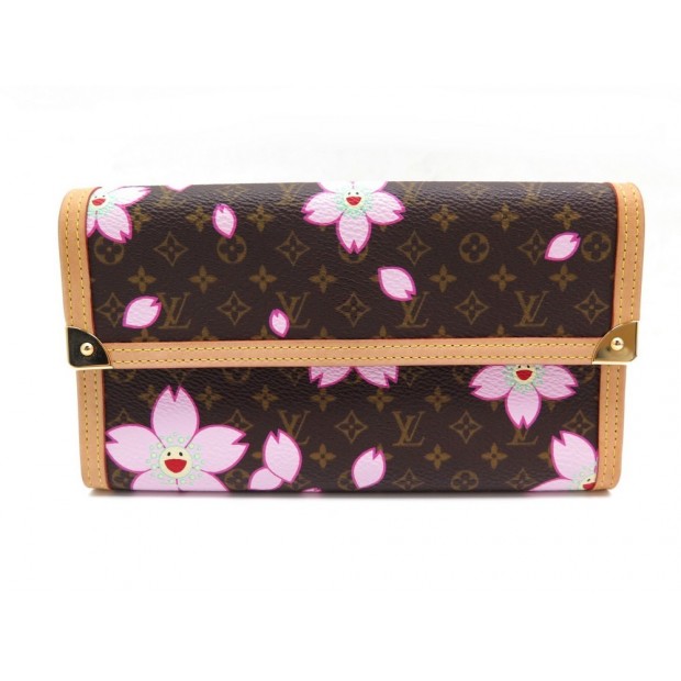 Louis Vuitton Monogram Cherry Blossom Porto Tresor M92027 19x11cm Free  Shipping