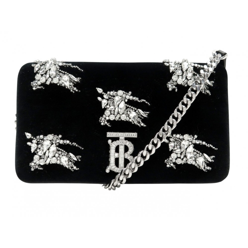 NEUF SAC A MAIN BURBERRY LOLA EQUESTRIAN KNIGHT 8063077 EN VELOURS CRISTAL 2400€
