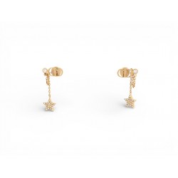 NEUF BOUCLES D OREILLES DIOR LOGO CD ETOILES PENDANTES METAL DORE EARRINGS 400€