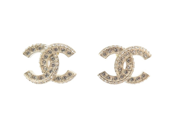 boucles d'oreilles chanel logo cc strass a86504