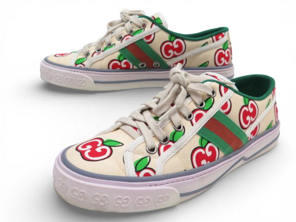 chaussures gucci tennis 1977 en toile gg pomme 684911