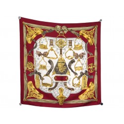 VINTAGE FOULARD HERMES ETRIERS F. DE LA PERRIERE CARRE 90 SOIE SILK SCARF 580€