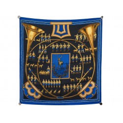 NEUF VINTAGE FOULARD HERMES SONNEURS DE TROMPE PERRIERE CARRE 90 SOIE SCARF 580€