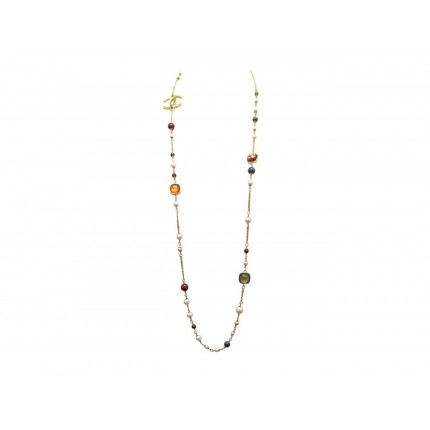 NEUF COLLIER CHANEL SAUTOIR METIERS D'ART PERLES PIERRES LOGO CC NECKLACE 2300€