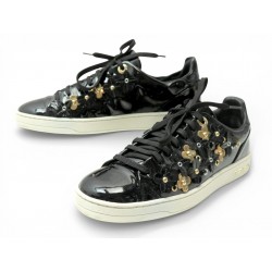CHAUSSURES LOUIS VUITTON FRONTROW BLOSSOM 37 BASKETS CUIR VERNIS SNEAKERS 850€