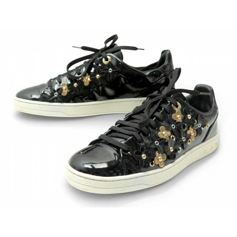 CHAUSSURES LOUIS VUITTON FRONTROW BLOSSOM 37 BASKETS CUIR VERNIS SNEAKERS 850€