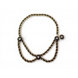 VINTAGE CEINTURE CHANEL CHAINE DORE CUIR LOGO CC T 50 90 DE CASTELLANE 1987 BELT