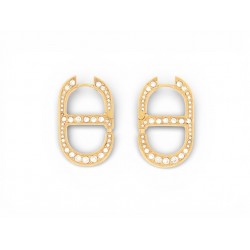 BOUCLES D OREILLE DIOR 30 MONTAIGNE STRASS E2322WOMCY METAL DORE EARRINGS 420€