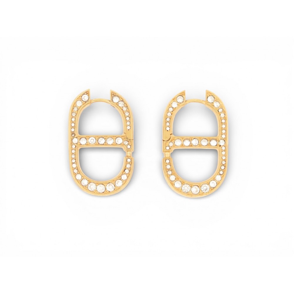 BOUCLES D OREILLE DIOR 30 MONTAIGNE STRASS E2322WOMCY METAL DORE EARRINGS 420€