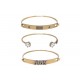 NEUF BRACELET DIOR LOGO CD PERLES STRASS EN METAL DORE PEARL STRAP BANGLE 500€